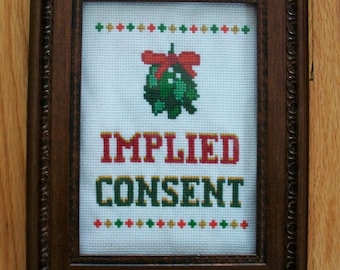 PATTERN Holiday Christmas Mistletoe Cross Stitch - Implied Consent