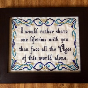 PATTERN LOTR Cross Stitch Arwen Quote One Lifetime Love Quote Romantic Crossstitch Pattern image 3