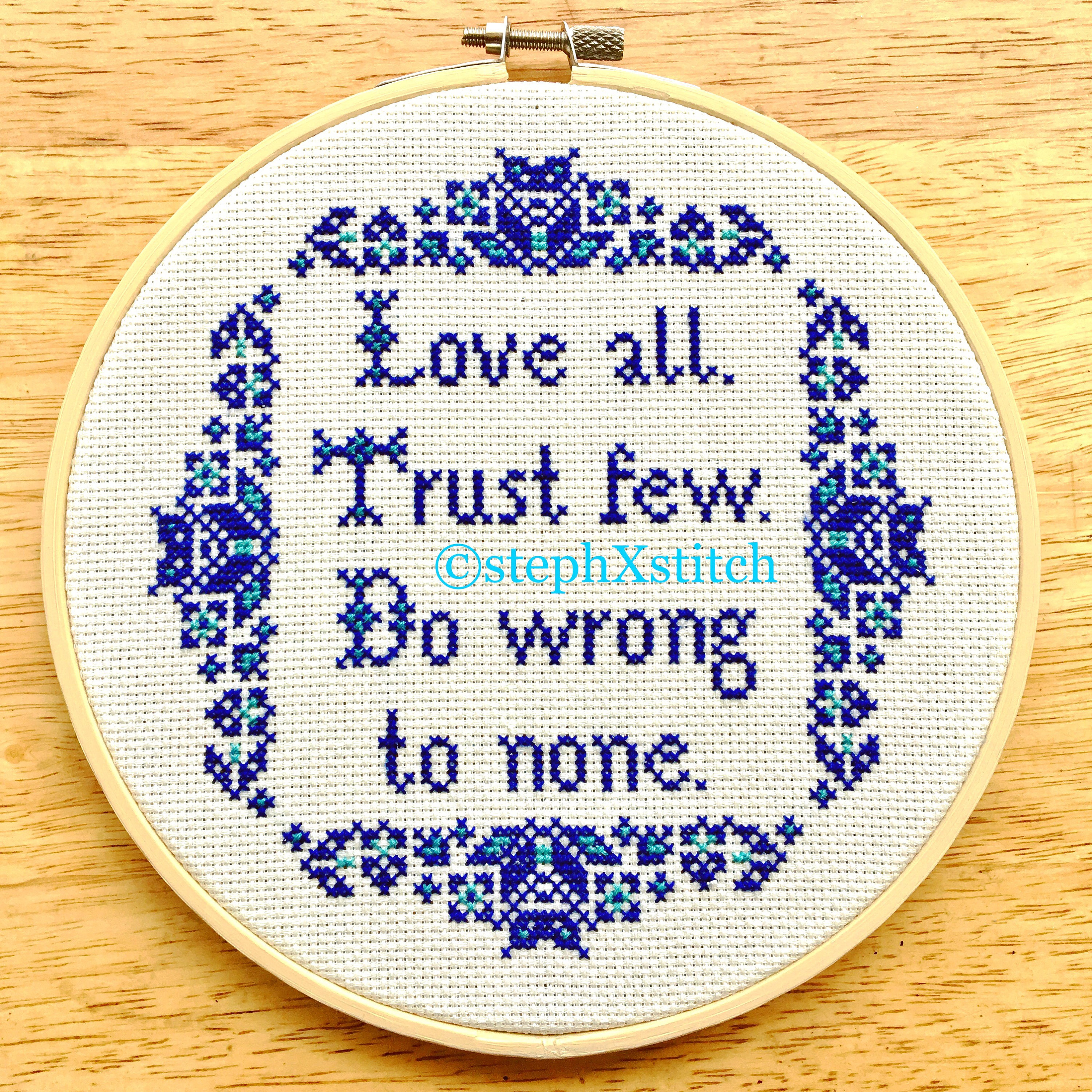 Cross Stitch Pattern Love All Trust Few Do Wrong To None Etsy