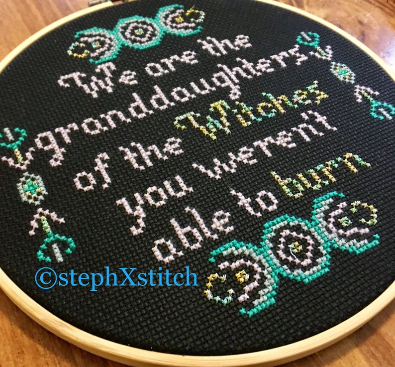 PATTERN Witch Cross Stitch We Are The Granddaughters of the Witches You Weren't Able To Burn Wicca Goddess Instant Download PDF image 2