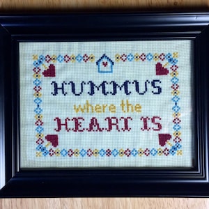MUSTER Lustiger Kreuzstich Hummus Wo das Herz Ist Kitchen Decor