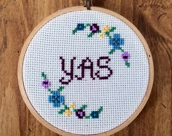 PATTERN YAS Mini Funny Cross Stitch Floral Border pdf instant download