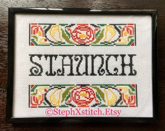 PATTERN Instant Download Feminist Cross Stitch Staunch Art Nouveau Crossstitch Pattern Grey Gardens Little Edie Staunch Character PDF