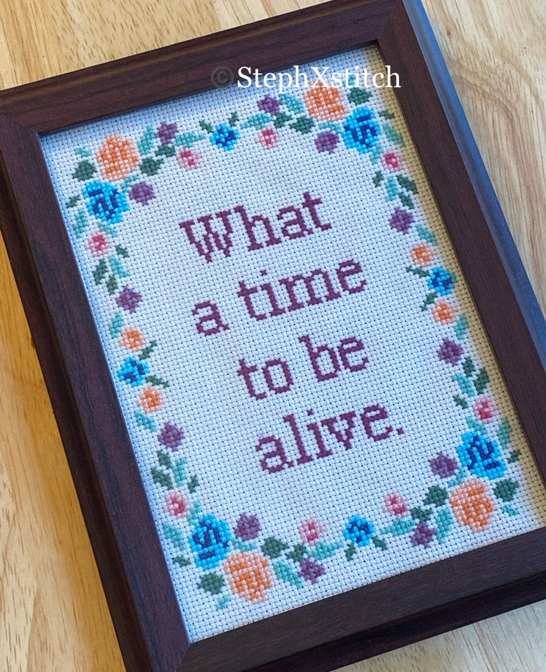 What A Time To Be Alive Cross-Stitch Pattern PDF Téléchargement instantané image 1