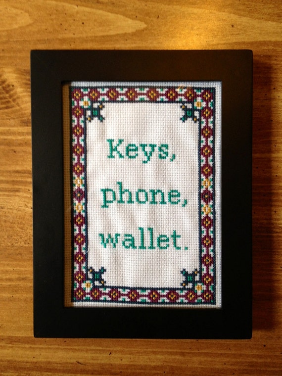 PATTERN Keys Wallet Phone Cross Stitch Reminder