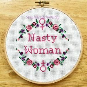 PATROON Nasty Woman Cross Stitch Feministische Hillary Crossstitch pdf Patroon Instant Download DIY