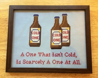 PATTERN Beer Cross Stitch Cold One PDF Instant Download Bar Decor