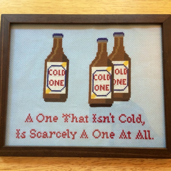 PATTERN Beer Cross Stitch Cold One PDF Instant Download Bar Decor