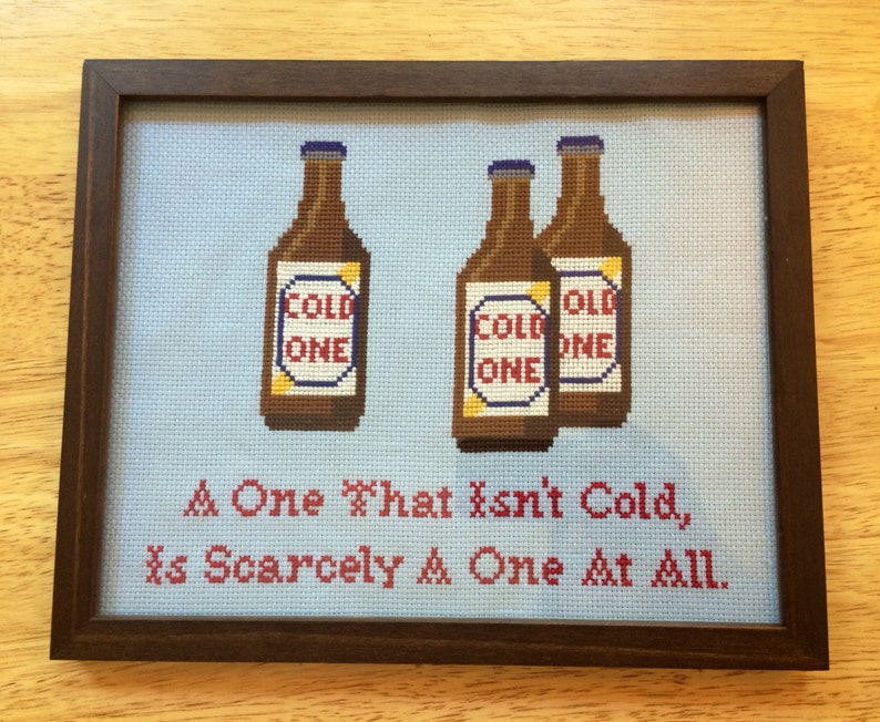 PATTERN Beer Cross Stitch Cold One PDF Instant Download Bar Decor image 1