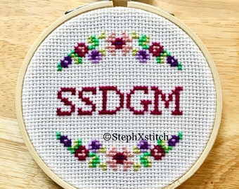 WZÓR SSDGM Xstitch Zabawny Murderino Krzyżyk Kwiatowa Obramowanie Natychmiastowe Pobieranie PDF
