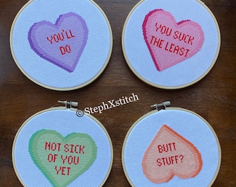 PATTERN BUNDLE  Snarky Valentines Day Hearts Cross Stitch Instant Download .PDF