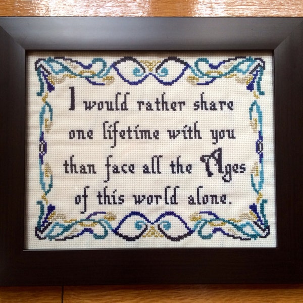 PATTERN LOTR Cross Stitch Arwen Quote One Lifetime Love Quote Motif de point de croix romantique