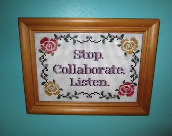 PATTERN Stop Collaborate Listen Vanilla Ice Ice Baby Cross Stitch Instant Download pdf