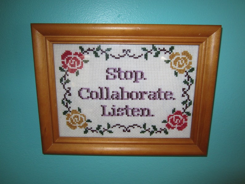 PATTERN Stop Collaborate Listen Vanilla Ice Ice Baby Cross Stitch Instant Download pdf image 1