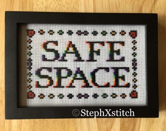Safe Space Cross Stitch Rainbow Flag LGBT LGBTQIA Xstitch Pattern PDF
