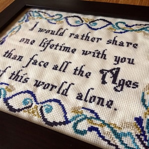 PATTERN LOTR Cross Stitch Arwen Quote One Lifetime Love Quote Romantic Crossstitch Pattern image 2