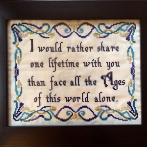 PATTERN LOTR Cross Stitch Arwen Quote One Lifetime Love Quote Romantic Crossstitch Pattern image 4