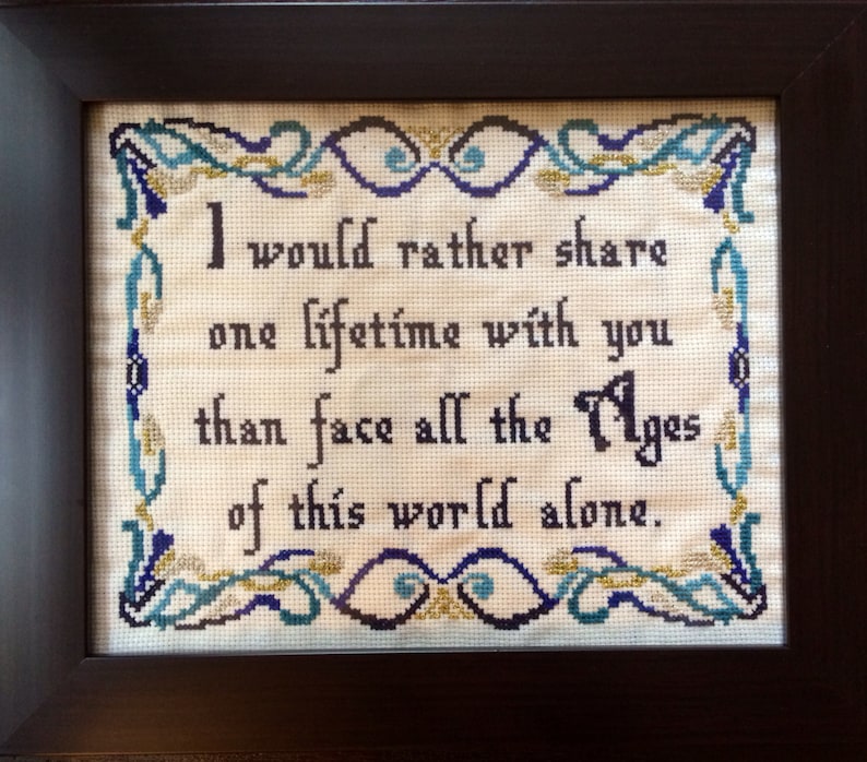 PATTERN LOTR Cross Stitch Arwen Quote One Lifetime Love Quote Romantic Crossstitch Pattern image 4