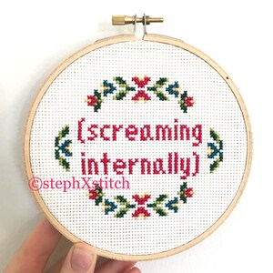 PATTERN Funny Subversive Cross Stitch Screaming Internally Instant Download .PDF image 6