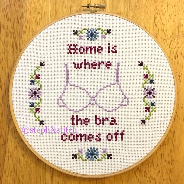 MODELLO La casa è dove si stacca il reggiseno Punto croce Divertente telaio Art PDF Download istantaneo