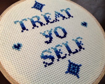 PATTERN Treat Yo Self Funny Cross Stitch Instant Download PDF