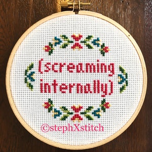 PATTERN Funny Subversive Cross Stitch Screaming Internally Instant Download .PDF image 5