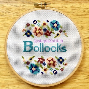MUSTER Subversive Kreuzstich Gerahmte Bollocks Britischen Humor Lustige Moderne Hoop Art DIY Sofort Download