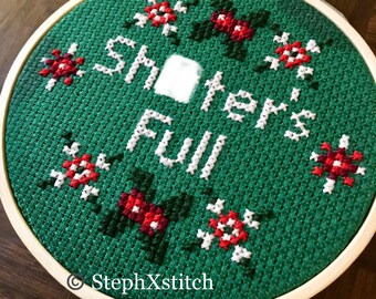 PATTERN MATURE Sh-tter's Full Merry Christmas Funny Christmas Vacation Cross Stitch Hoop Art Instant Download pdf Digital Item