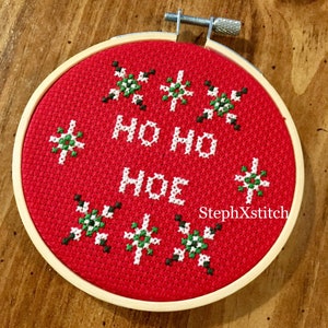 PATTERN Ho Ho Hoe Merry Christmas Funny Christmas Cross Stitch Hoop Art Instant Download pdf Digital Item
