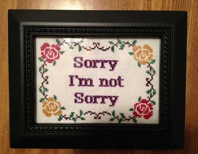 PATTERN Sorry I'm Not Sorry Cross Stitch Floral Subversive ...