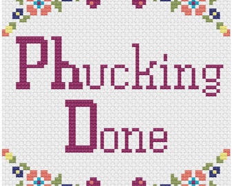 PATTERN Phd Cross Stitch Phucking Done Funny Cross Stitch PDF Pattern Download