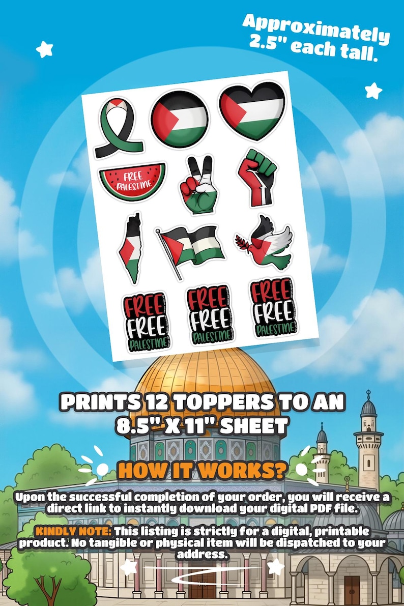 Free Palestine Cupcake Toppers, Printable Palestine Flag Cake Toppers ...