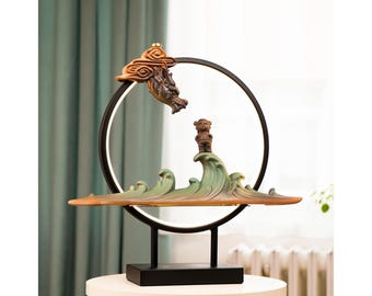 Dragon LED Backflow Incense Burner Waterfall – Moon Light Smoke Decor