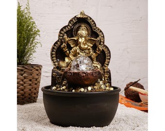 Decorazione per fontana d'acqua Zen Aged Gold Ganesh