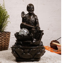 Zen Meditation Waterfall Fountain – LED Relaxation Decor