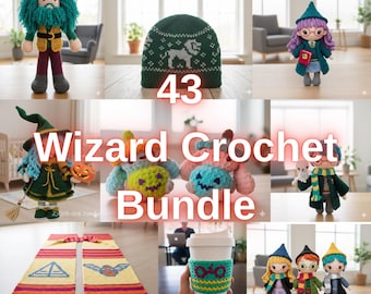 43 wizard amigurumi crochet pattern bundle • fantasy mage dolls magical character crochet set