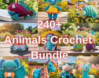 240+ animal amigurumi crochet pattern bundle • cute handmade style plush animals set
