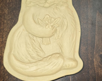 1983 Vintage braune Tasche Steingut Cookie/Paper Art Kitty Mould