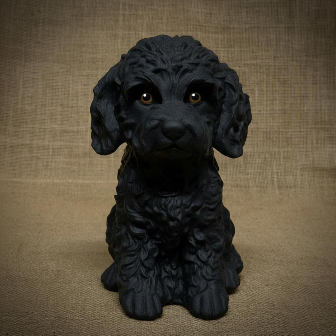 Poodle Puppy Statue Concrete Dog Sculpture Stone Look Cockapoo Garden ...