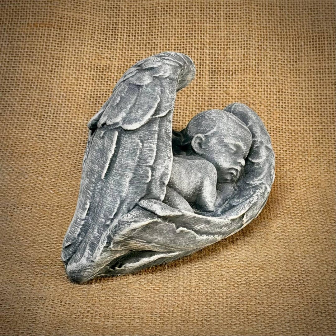 Concrete Sleeping Angel in Wings Statue Child Memorial Figurine Baby ...