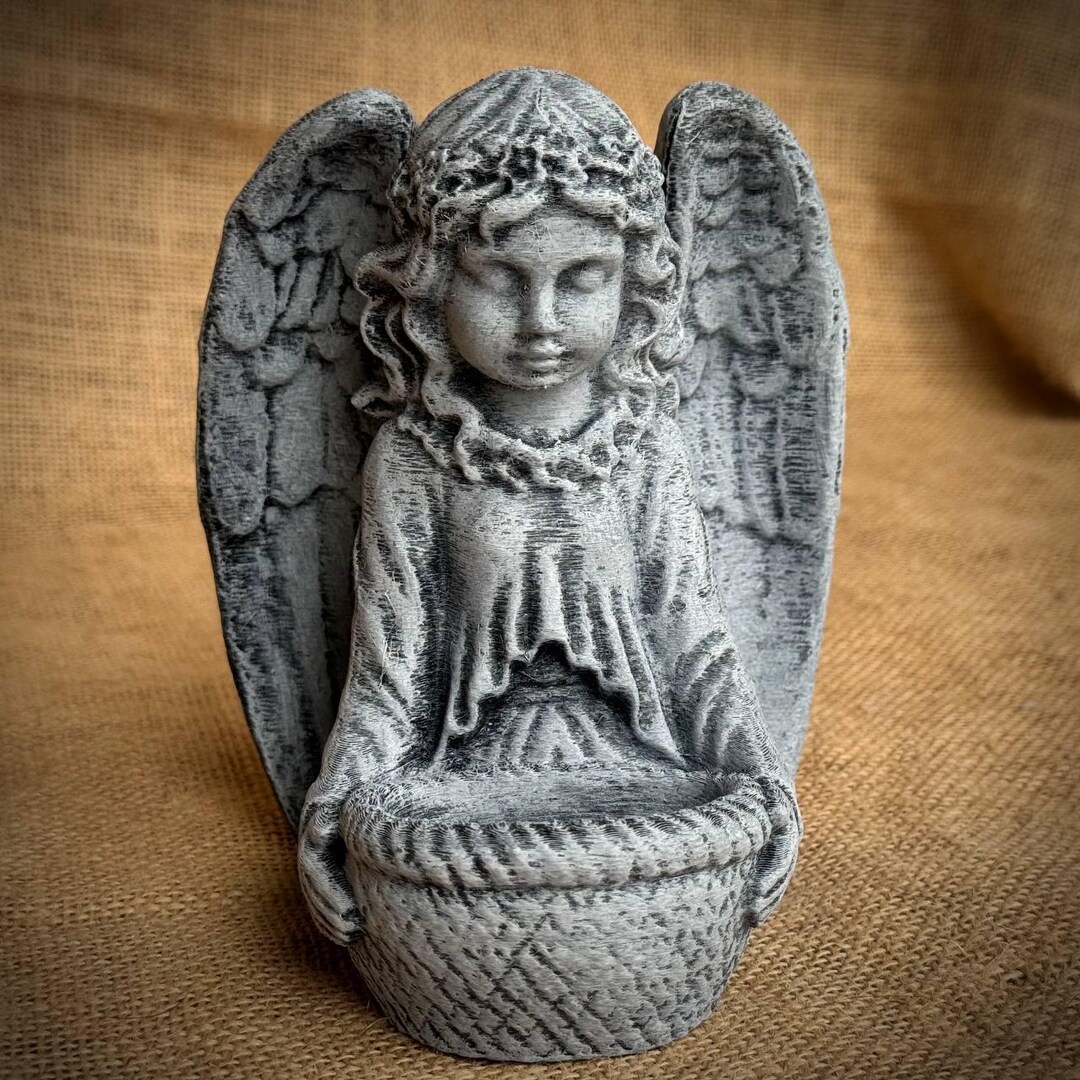 Angel Girl Planter Statue With Wings Holding Basket Flower Pot Concrete ...