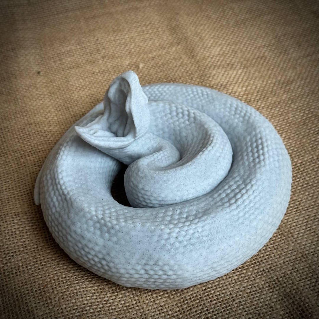 Snake Statue Ball Python Snake Garden Statue Coiled Python Figurine Open Mouth Cobra Sculpture ...