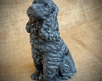 Stone Spaniel Dog Statue Cocker Spaniel Figurine Concrete Dog Sculpture Garden Decor Outdoor Yard Puppy Statuary Pet Lover Gift Dog Memorial