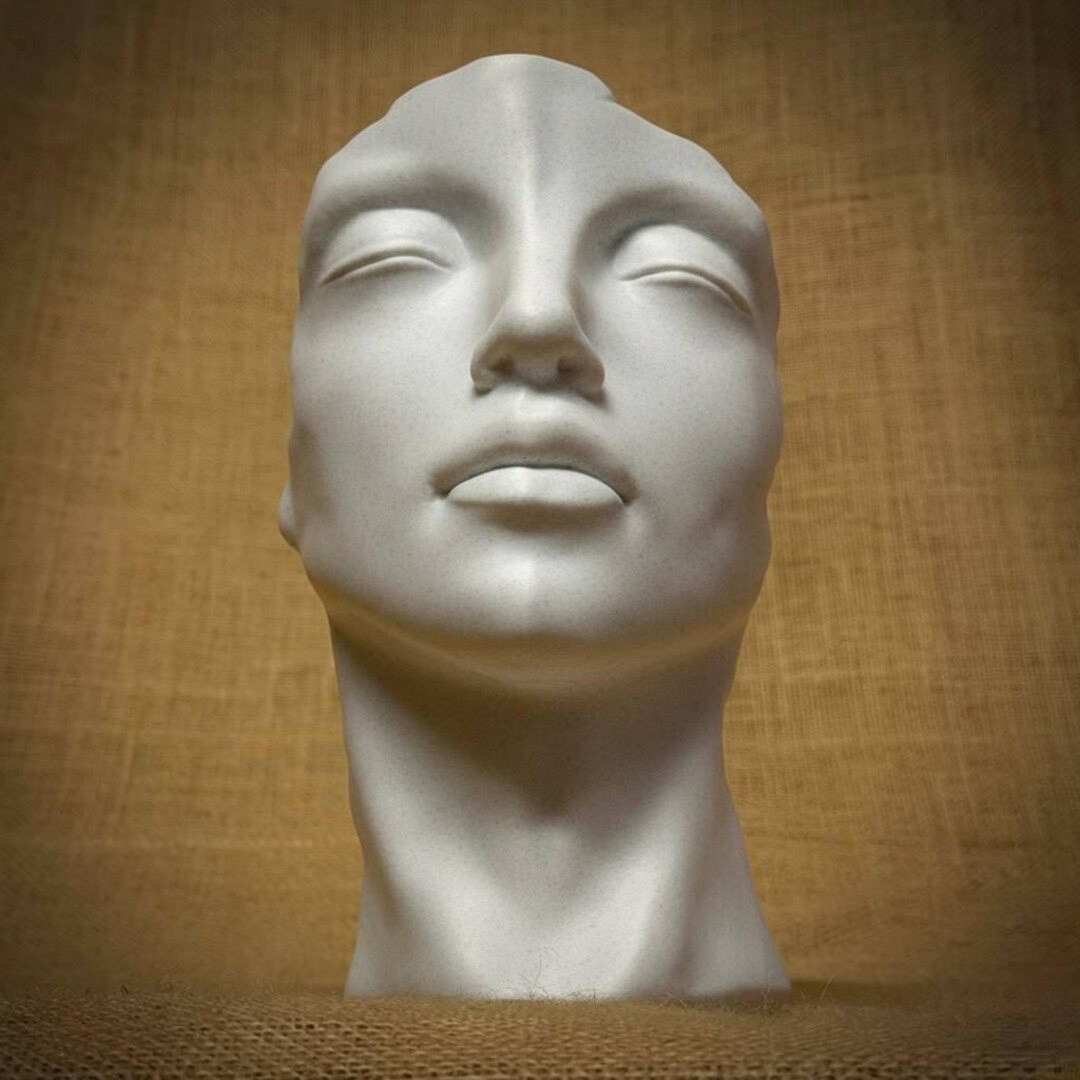 Female Face Bust Statue Woman Head Sculpture Concrete Garden Decor ...