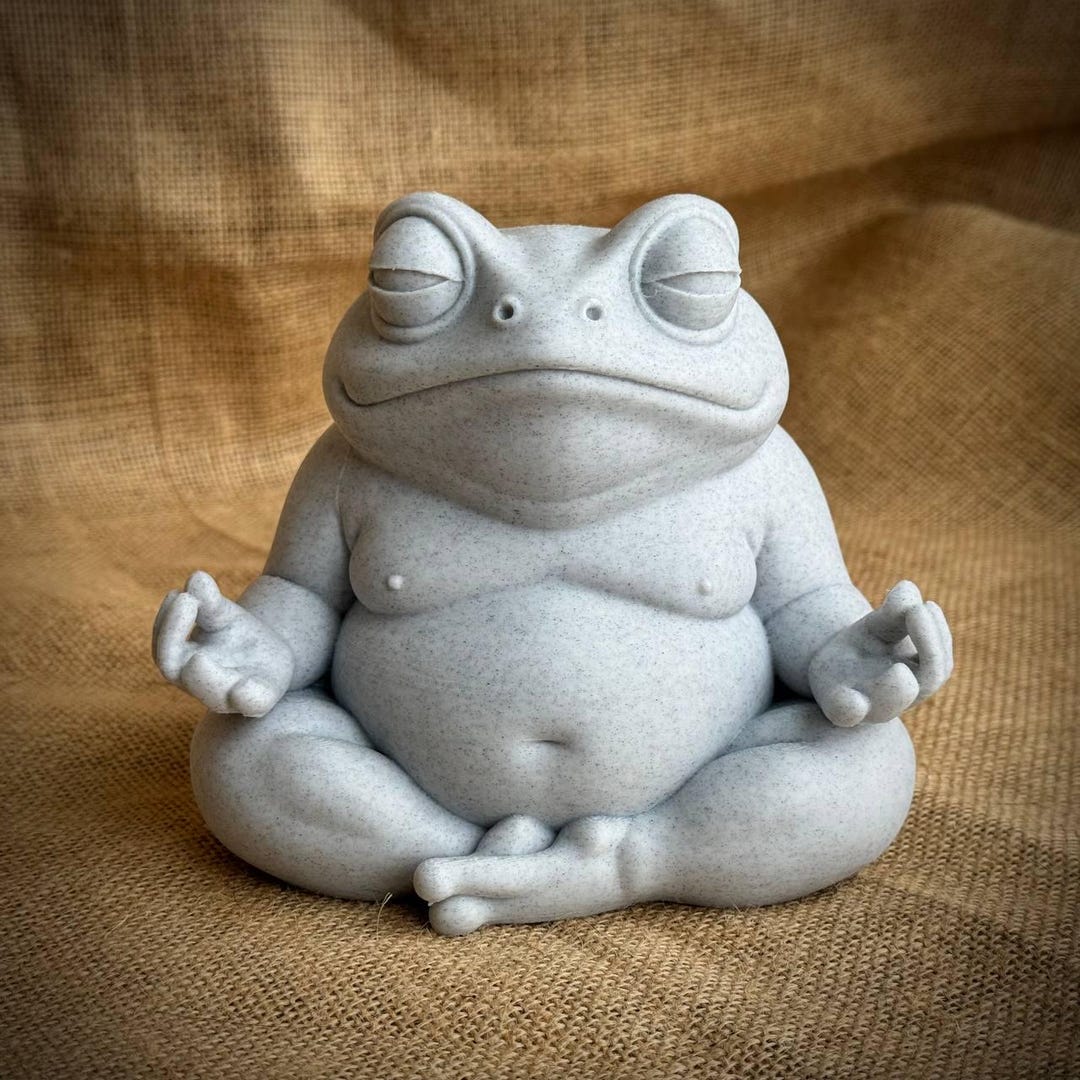 Meditating Frog Statue Zen Garden Sculpture Concrete Spiritual Decor ...