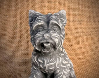 Realistic Yorkshire Terrier Statue Concrete Yorkie Garden Figurine Stone Dog Sculpture Pet Memorial Gift Outdoor Puppy Decor Animal Gift