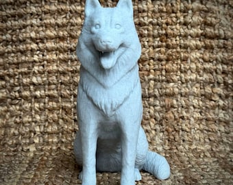 Belgian Malinois Statue White Dog Figurine Stone Malinois Sculpture Pet Memorial Gift Outdoor Dog Decor Realistic Maligator Yard Art