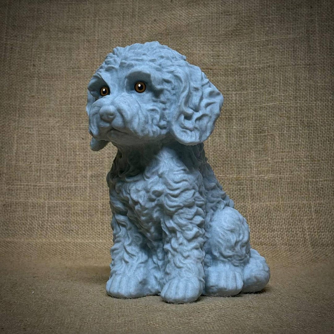 Cockapoo Dog Concrete Sculpture Sitting Puppy Statue Stone Effect ...