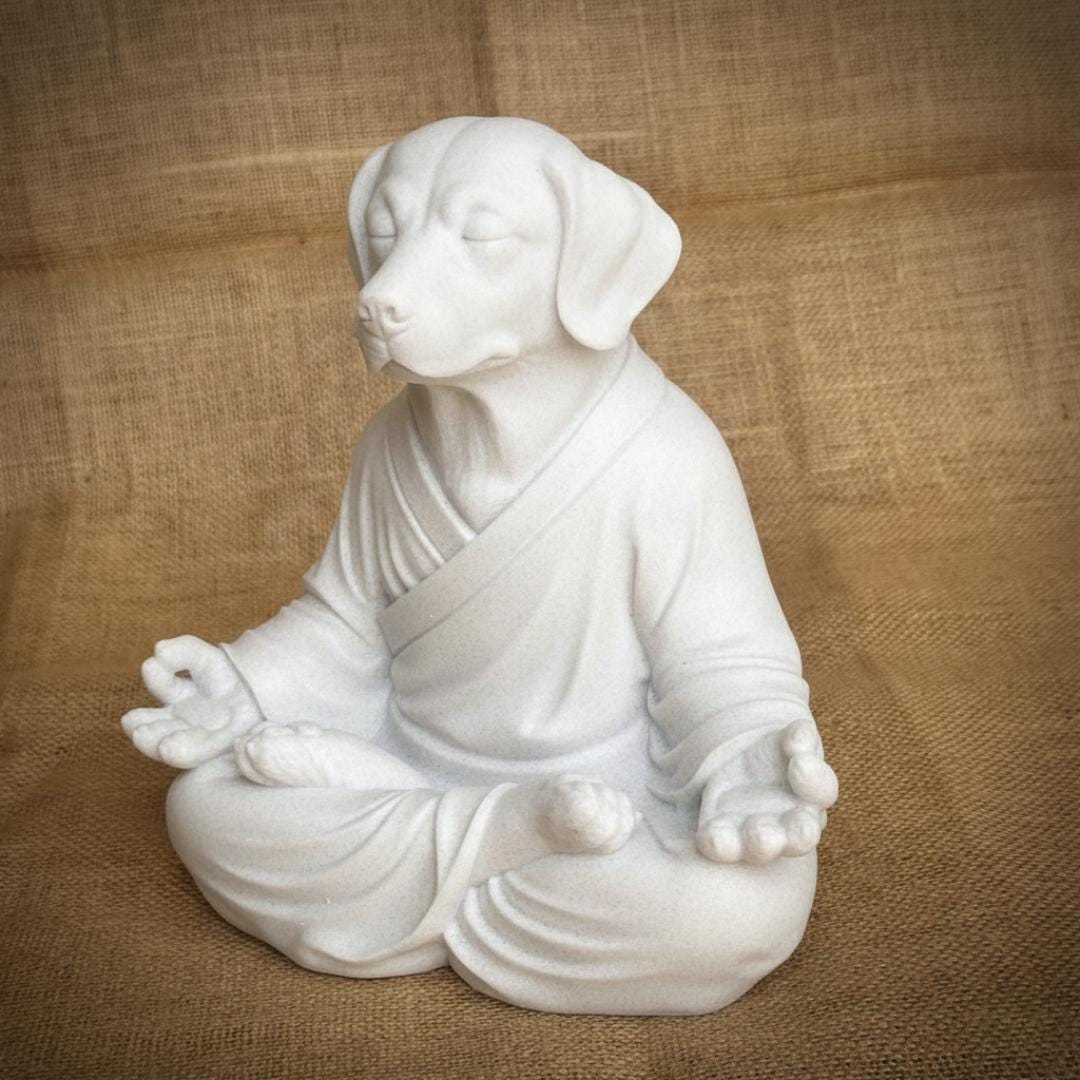 Zen Labrador White Meditating Labrador Statue Yoga Animal Figurine Zen Home Decor ...