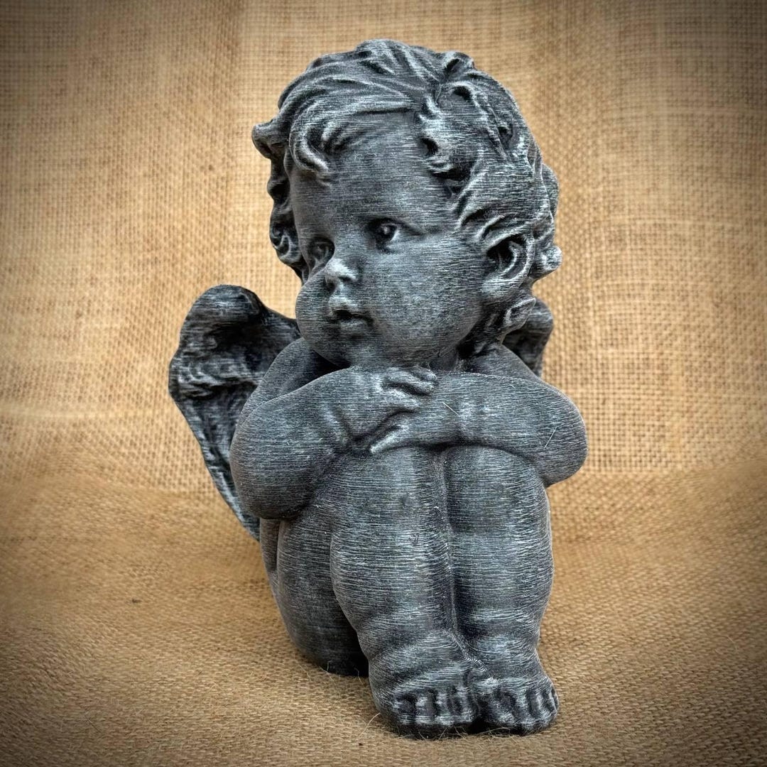 Concrete Baby Angel Figurine Child Memorial Stone Cherub Sculpture ...